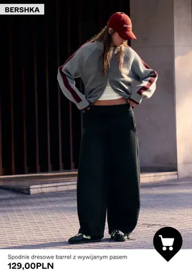 Spodnie dresowe barrel z wywijanym pasem Bershka promocja w Bershka