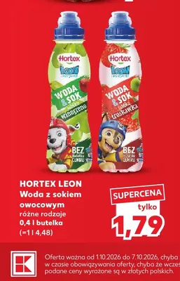 Woda z sokiem owocowym jabłko-winogrono Hortex Leon promocja w Kaufland