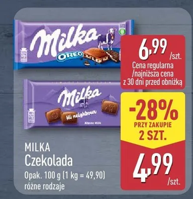 Czekolada różne rodzaje promocja w Aldi