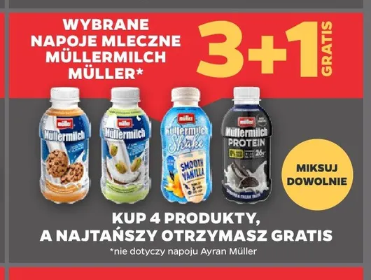 Napój mleczny Müllermilch o smaku bananowym promocja w Netto