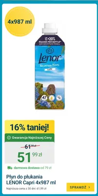 Płyn do płukania Lenor Vacation Vibes Capri 4-pak 987 ml promocja w ERLI