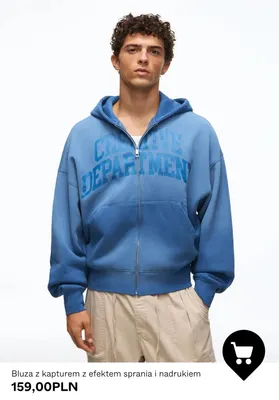 Bluza z kapturem z efektem sprania i nadrukiem promocja w Bershka
