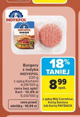 Burgery z indyka Indykpol promocja w Carrefour