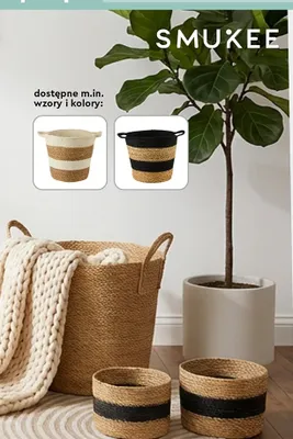 Koszyk z trawy morskiej z uchwytami 32x24x31 cm promocja w Biedronka