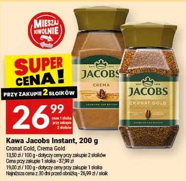 Kawa Jacobs Instant Cronat Gold, Crema Gold promocja w Twój Market