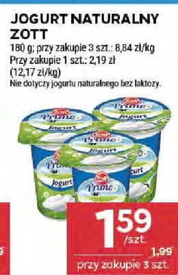 Jogurt naturalny Zott promocja w Stokrotka