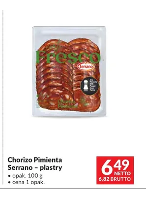 Chorizo Pimienta Serrano plastry promocja w Makro