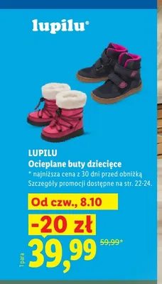 Ocieplane buty dziecięce Lupilu promocja w Lidl