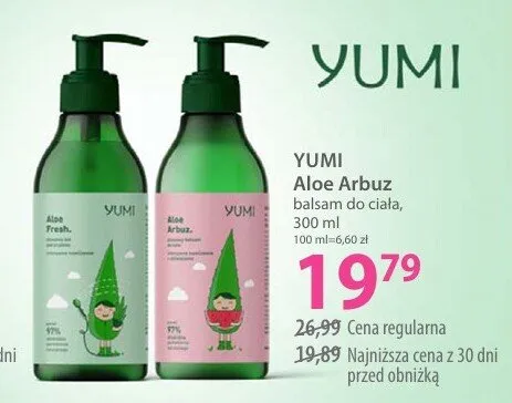Balsam do ciała Aloe Arbuz Yumi promocja w Hebe