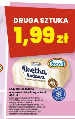 Lody Osełka lodowa o smaku śmietankowym Koral promocja w Twój Market