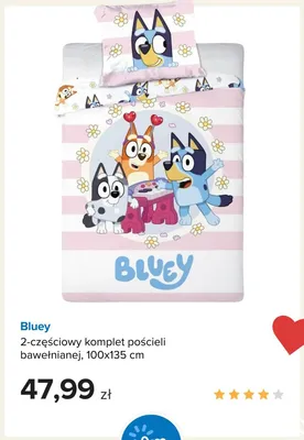 Komplet pościeli bawełnianej Bluey 2-częściowy 100x135 cm promocja w Smyk