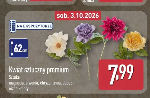 Kwiat sztuczny premium piwonia promocja w Aldi