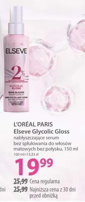 Serum Elseve Glycolic Gloss nabłyszczające bez spłukiwania do włosów matowych bez połysku promocja w Hebe