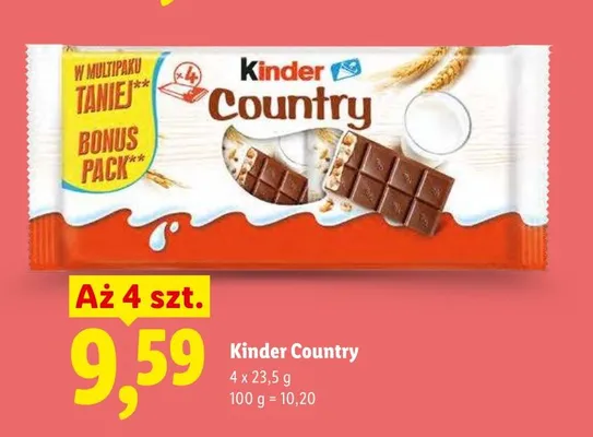 Baton Kinder Country 4-pak 23,5g promocja w Lidl