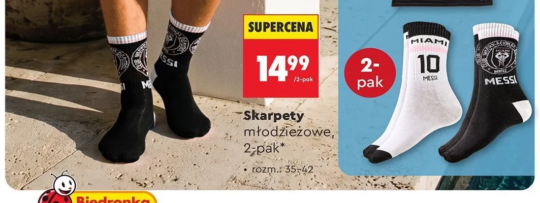 Skarpety młodzieżowe Inter Miami CF 2-pak promocja w Biedronka