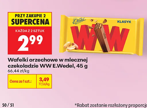 Wafelki orzechowe w mlecznej czekoladzie WW E.Wedel promocja w Biedronka