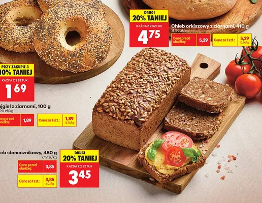 Chleb bagiel z ziarnami, 100 g promocja w Biedronka