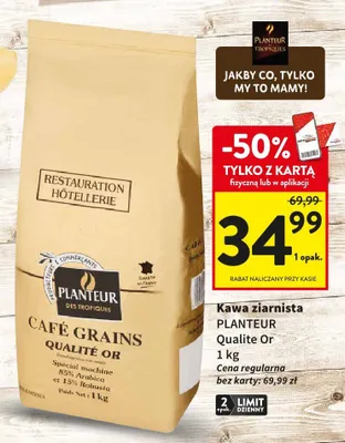 Kawa ziarnista PLANTEUR DES TROPIQUES Qualité Or promocja w Intermarche