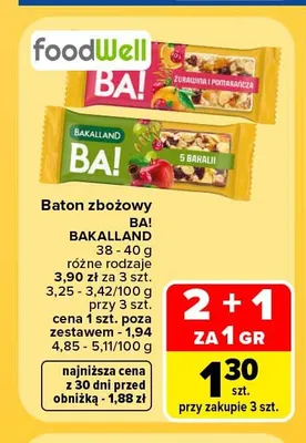 Baton zbożowy BA! promocja w Carrefour Market