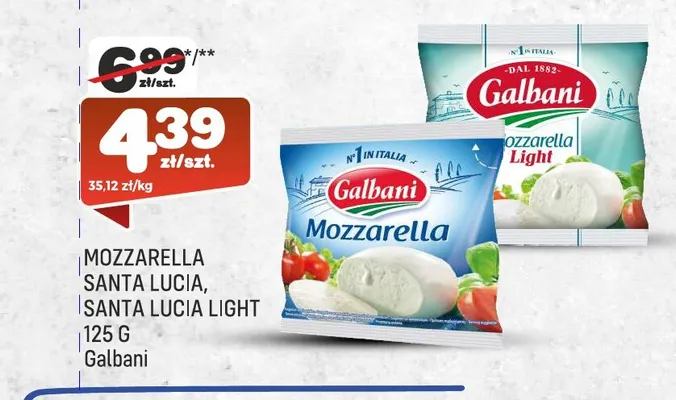 Mozzarella Santa Lucia Light Galbani promocja w Społem Praga