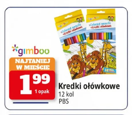 Kredki ołówkowe Gimboo 12 kolorów promocja w Leclerc