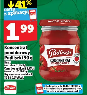 Koncentrat pomidorowy Pudliszki 90 g promocja w TOPAZ