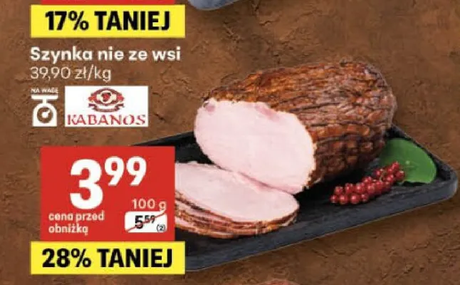 Szynka nie ze wsi Kabanos promocja w Delikatesy Centrum