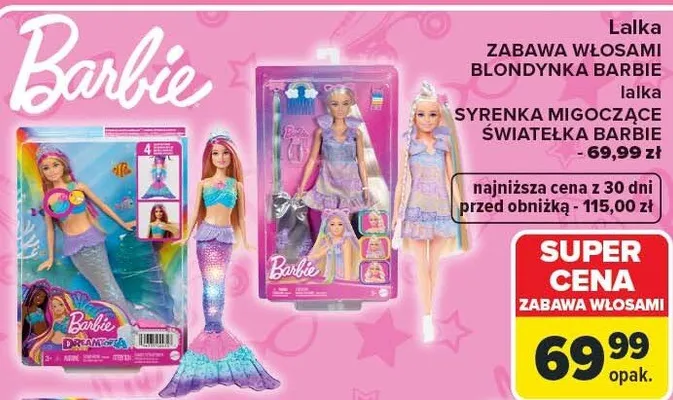 Lalka syrenka migoczące światełka promocja w Carrefour