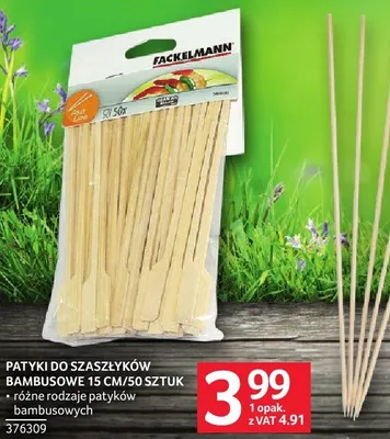 Patyki do szaszłyków bambusowe 15 cm/50 sztuk różne rodzaje patyczków w różnych rozmiarach promocja w Selgros