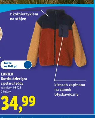 Kurtka dziecięca z polaru teddy Lupilu promocja w Lidl
