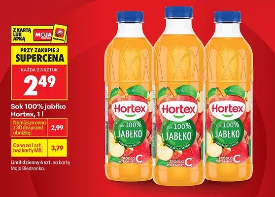 Sok 100% jabłko promocja w Biedronka