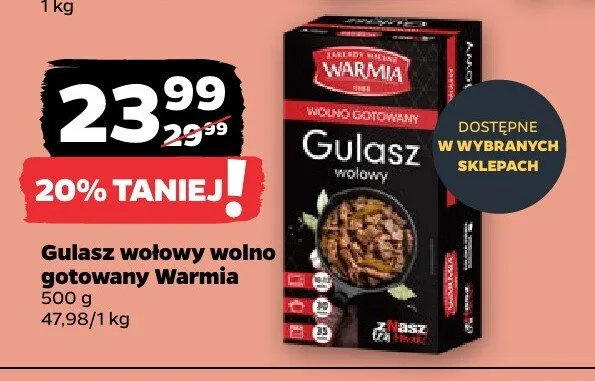 Gulasz wołowy wolno gotowany Warmia promocja w Netto