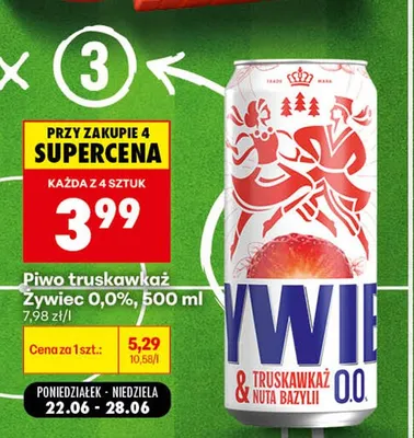 Piwo bezalkoholowe Żywiec Truskawkaż & Nuta Bazylii promocja w Biedronka