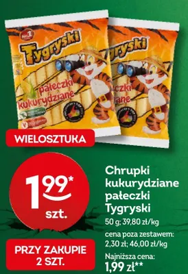 Chrupki kukurydziane pałeczki Tygryski promocja w Żabka