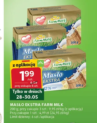 Masło ekstra Farm Milk promocja w Stokrotka