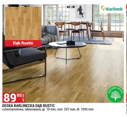 Deska barlinecka Dąb Rustic czterolamelowa lakierowana Barlinek promocja w Merkury Market