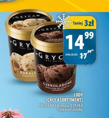 Lody Grycan Czekoladowe promocja w Arhelan