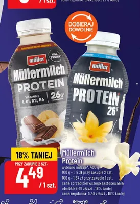 Napój mleczny Müllermilch Protein o smaku czekoladowym promocja w POLOmarket