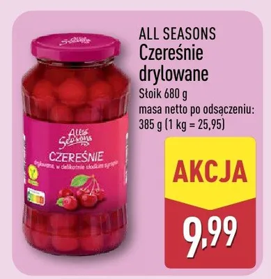 Czereśnie drylowane promocja w Aldi