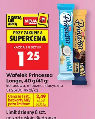 Wafelek Princessa Longa kokosowy promocja w Biedronka