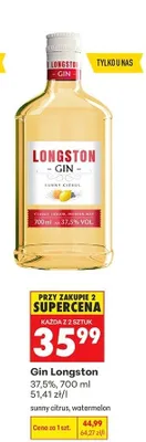 Gin Longston sunny citrus, watermelon promocja w Biedronka