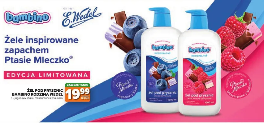 Żel pod prysznic Bambino Rodzina Wedel mascarpone z malinami promocja w Stokrotka
