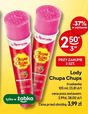 Lody Chupa Chups truskawkowe promocja w Żabka