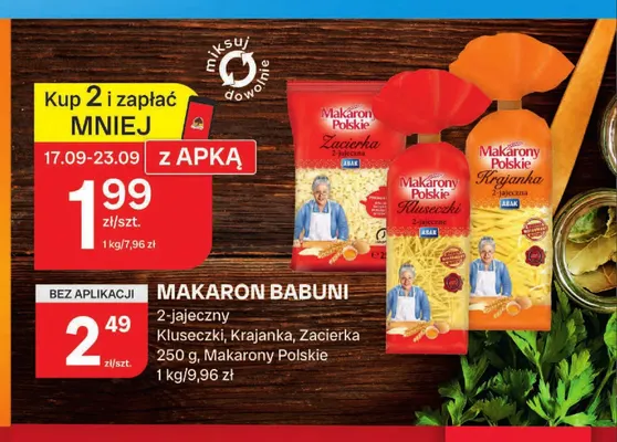 Makaron Babuni 2-jajeczny kluseczki Makarony Polskie promocja w Chorten