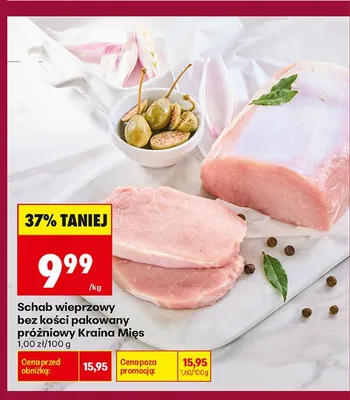 Schab wieprzowy bez kości pakowany próżniowo Kraina Mięs promocja w Biedronka