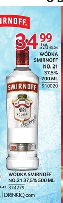 Wódka Smirnoff No. 21 37,5% promocja w Selgros