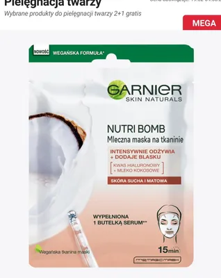 Maska w płachcie z mleczkiem kokosowym, intensywnie odżywcza promocja w Rossmann