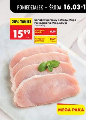 Schab wieprzowy kotlety, Mega Paka 680 g promocja w Biedronka