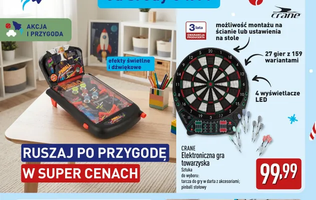 Elektroniczna gra towarzyska pinball stołowy Crane promocja w Aldi