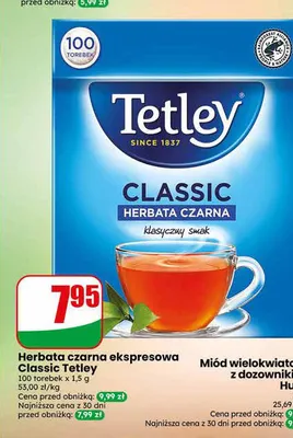 Herbata czarna ekspresowa Classic Tetley promocja w Dino